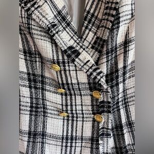 Plaid Double-Breasted Women's Jacket guilliana rancic